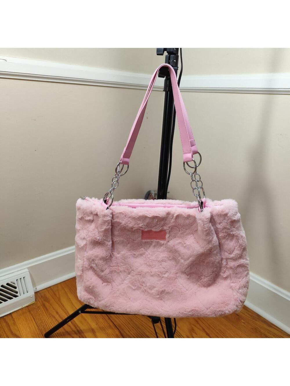Women's hand Bags Love Heart Fuzzy Sweet Shoulder Bags Fashion Plush Handbags